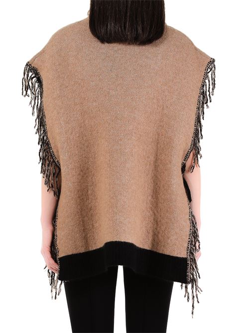 High neck poncho with fringes Liu Jo | CF1189MA79L.S9089